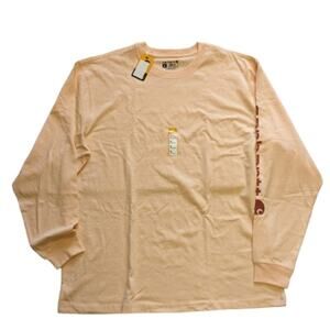 Carhartt Men's Loose Fit Heavyweight Long Logo Sleeve T-Shirt- Peach-XL-NWT-C299